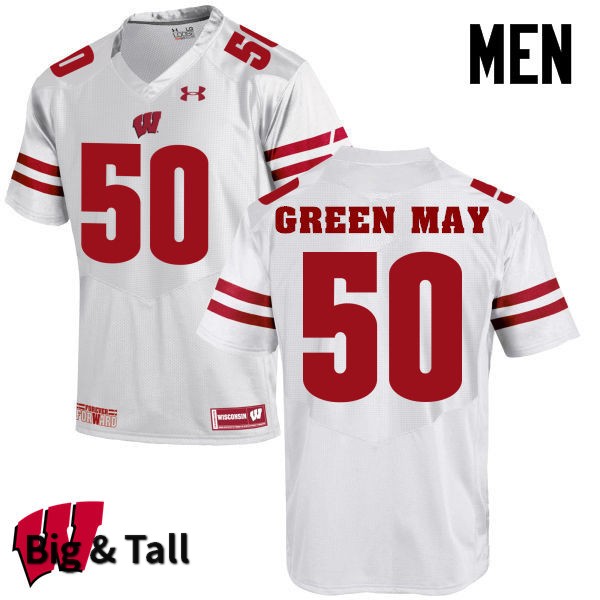 Wisconsin Badgers Men's #50 Izayah Green-May NCAA Under Armour Authentic White Big & Tall College Stitched Football Jersey EF40K76HC